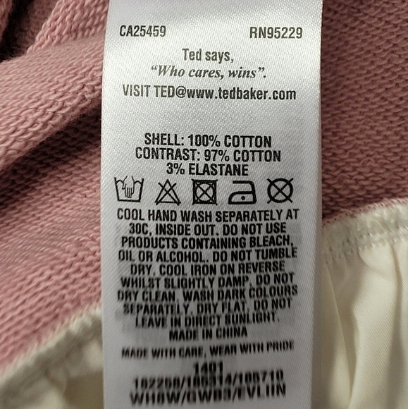 TED BAKER Dusty Pink Evliin Logo Frill Sweatshirt "Wink In Pink" Size 2 US - Picture 9 of 16